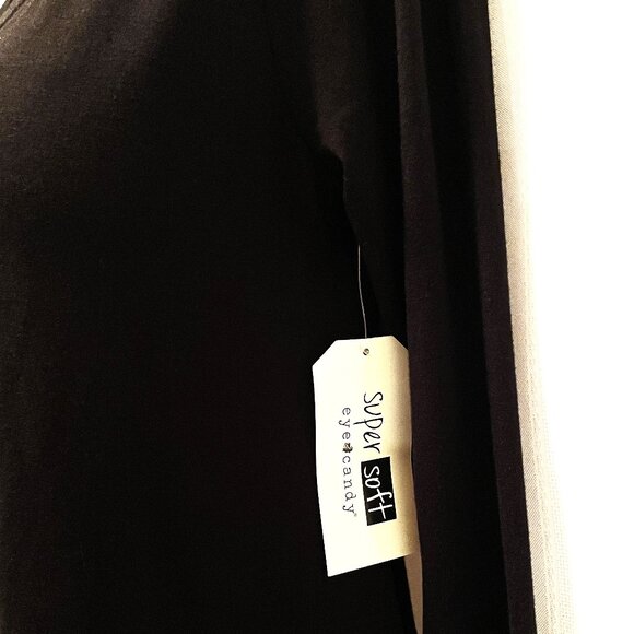 NWT Size Small Black LS Tee Criss Cross Neck SUPER SOFT EYE CANDY - Picture 7 of 8